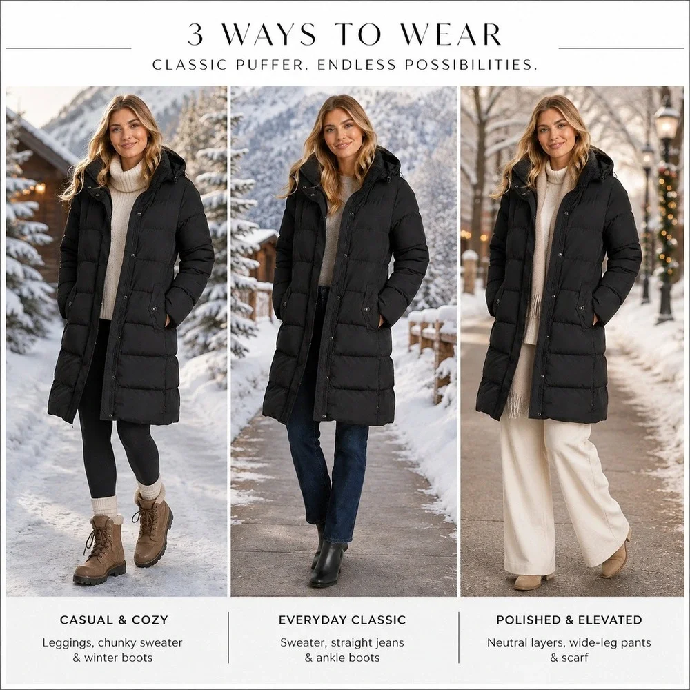 J.Crew Womens Black Puffer Down Long Parka Coat 96696 Medium
